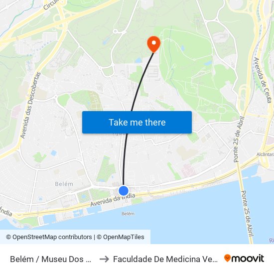 Belém / Museu Dos Coches to Faculdade De Medicina Veterinária map