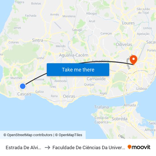 Estrada De Alvide - Largo to Faculdade De Ciências Da Universidade De Lisboa map