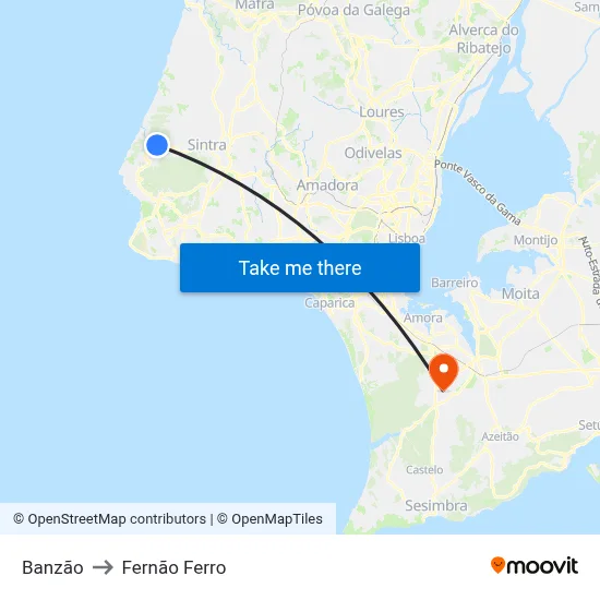 Banzão to Fernão Ferro map