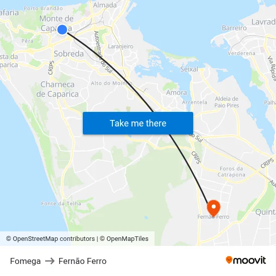 Fomega to Fernão Ferro map