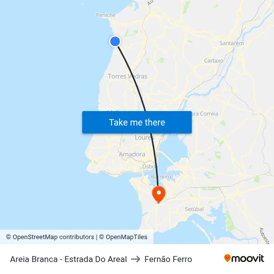 Areia Branca - Estrada Do Areal to Fernão Ferro map