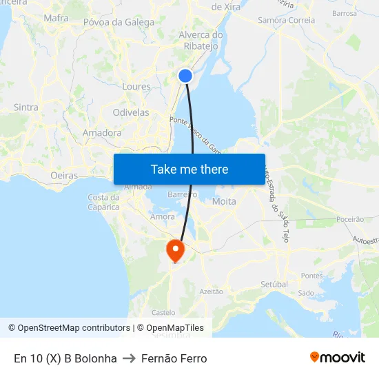 En 10 (X) B Bolonha to Fernão Ferro map