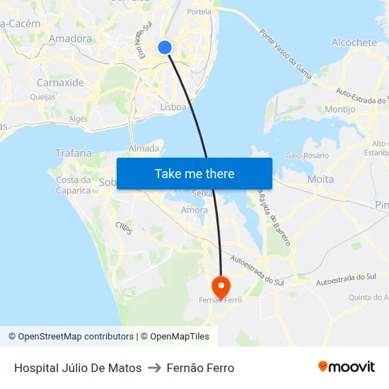 Hospital Júlio De Matos to Fernão Ferro map