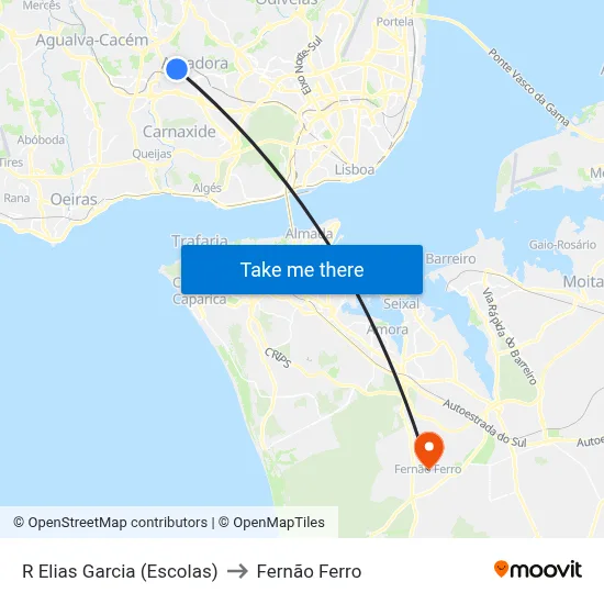 R Elias Garcia (Escolas) to Fernão Ferro map