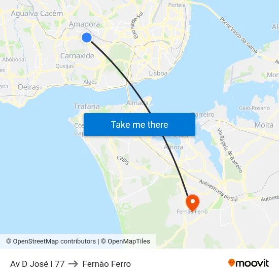 Av D José I 77 to Fernão Ferro map