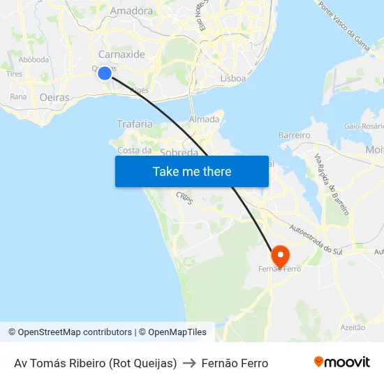 Av Tomás Ribeiro (Rot Queijas) to Fernão Ferro map