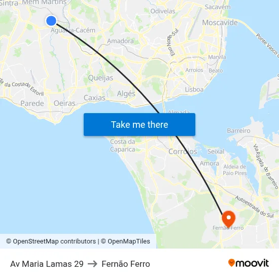 Av Maria Lamas 29 to Fernão Ferro map