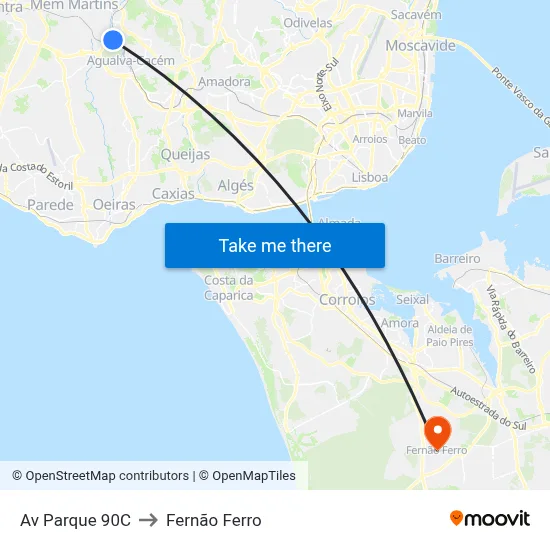 Av Parque 90C to Fernão Ferro map