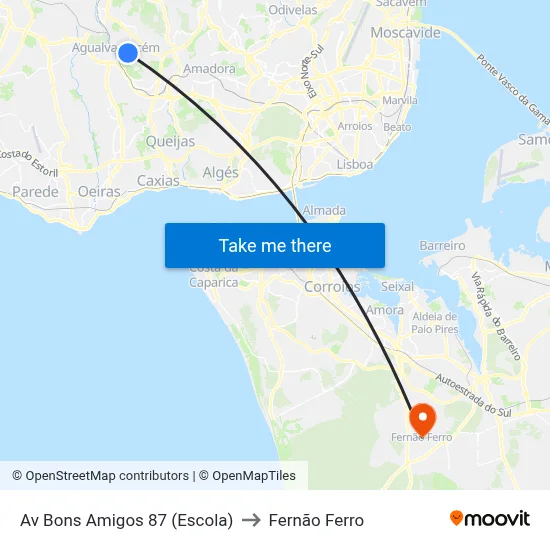 Av Bons Amigos 87 (Escola) to Fernão Ferro map
