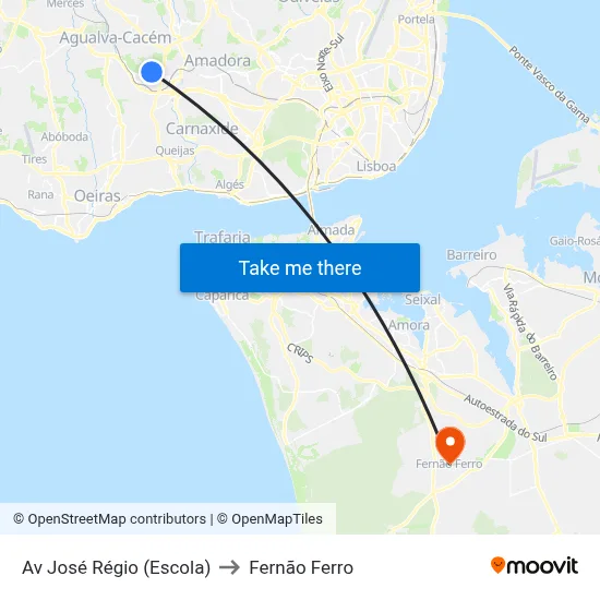 Av José Régio (Escola) to Fernão Ferro map