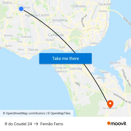 R do Coudel 24 to Fernão Ferro map