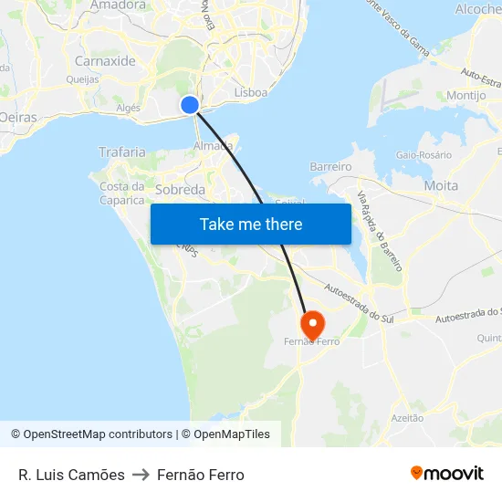 R. Luis Camões to Fernão Ferro map