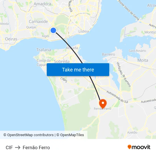 CIF to Fernão Ferro map