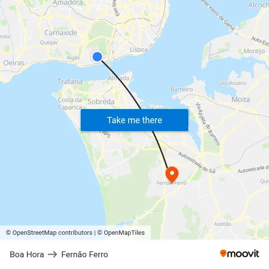 Boa Hora to Fernão Ferro map
