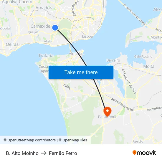 B. Alto Moinho to Fernão Ferro map