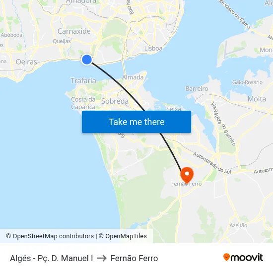 Algés - Pç. D. Manuel I to Fernão Ferro map