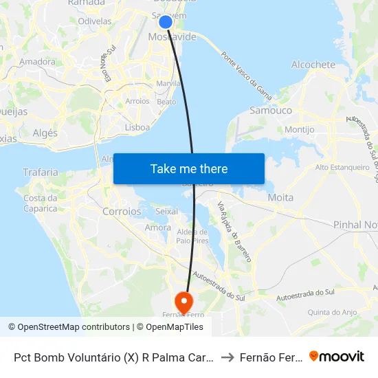 Pct Bomb Voluntário (X) R Palma Carlos to Fernão Ferro map