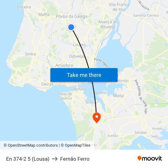 En 374-2 5 (Lousa) to Fernão Ferro map