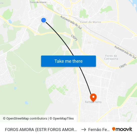 FOROS AMORA (ESTR FOROS AMORA 204) to Fernão Ferro map
