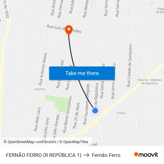 FERNÃO FERRO (R REPÚBLICA 1) to Fernão Ferro map