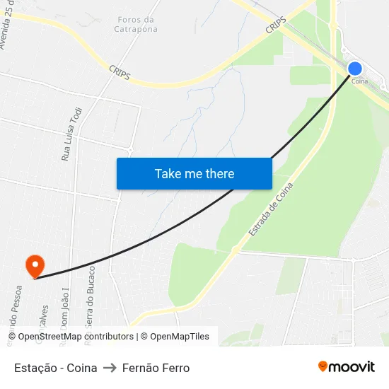 Estação - Coina to Fernão Ferro map