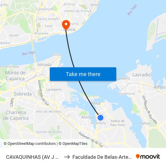 CAVAQUINHAS (AV J AFONSO)XR PAULO GAMA to Faculdade De Belas-Artes Da Universidade De Lisboa map