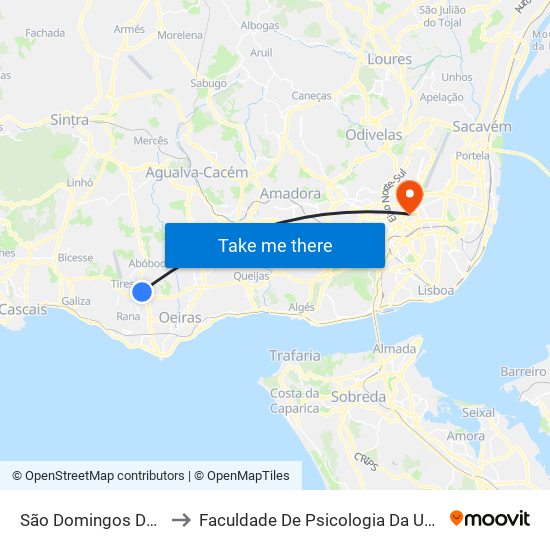 São Domingos De Rana (Brisa) to Faculdade De Psicologia Da Universidade De Lisboa map