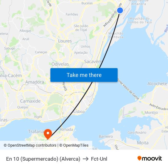 En 10 (Supermercado) (Alverca) to Fct-Unl map