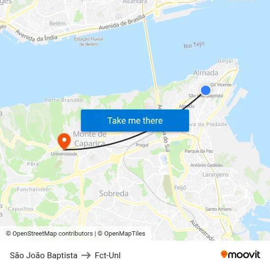 São João Baptista to Fct-Unl map