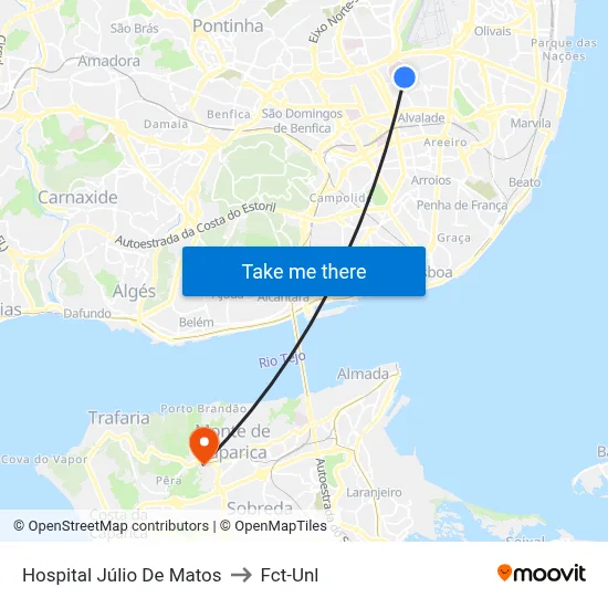 Hospital Júlio De Matos to Fct-Unl map