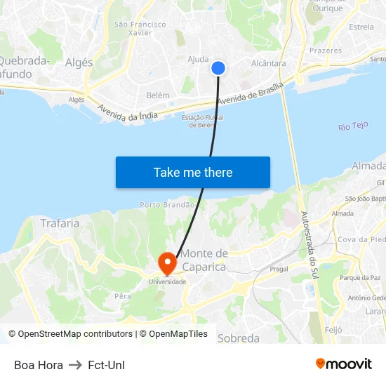 Boa Hora to Fct-Unl map