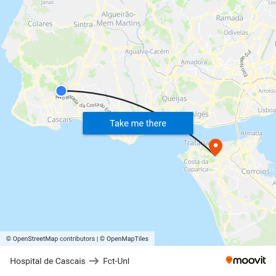 Hospital de Cascais to Fct-Unl map