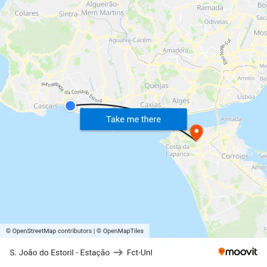 S. João do Estoril - Estação to Fct-Unl map