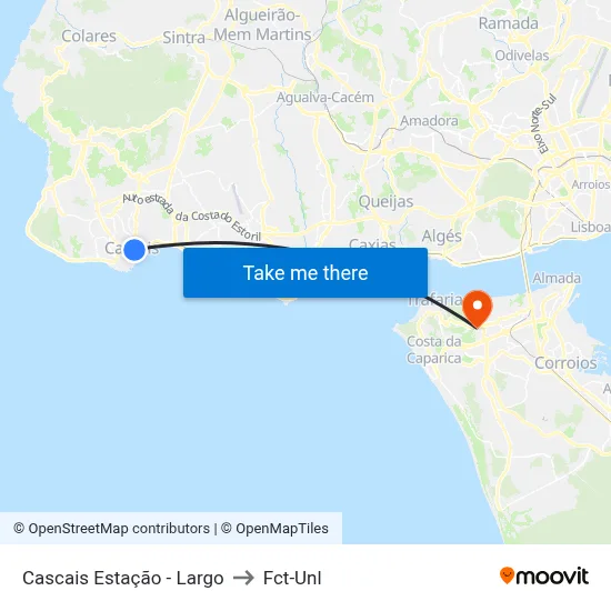 Cascais Estação - Largo to Fct-Unl map