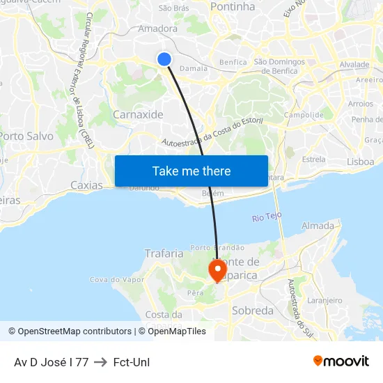 Av D José I 77 to Fct-Unl map