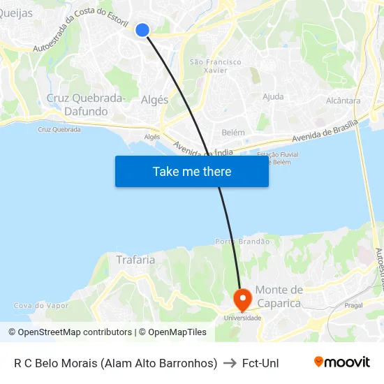 R C Belo Morais (Alam Alto Barronhos) to Fct-Unl map