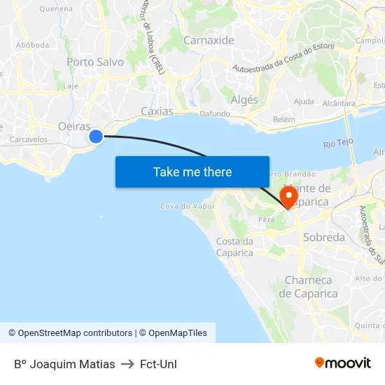 Bº Joaquim Matias to Fct-Unl map