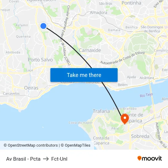 Av Brasil - Pcta to Fct-Unl map