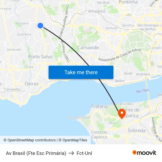 Av Brasil (Fte Esc Primária) to Fct-Unl map