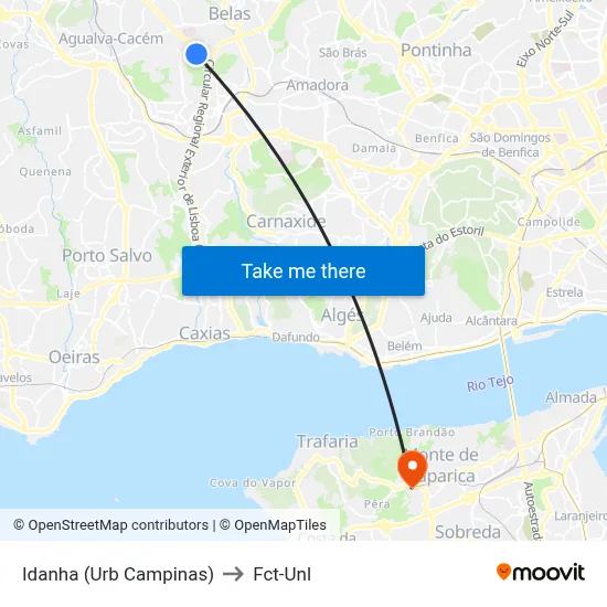 Idanha (Urb Campinas) to Fct-Unl map