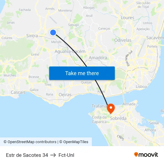Estr de Sacotes 34 to Fct-Unl map