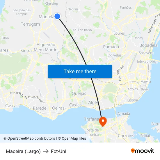 Maceira (Largo) to Fct-Unl map