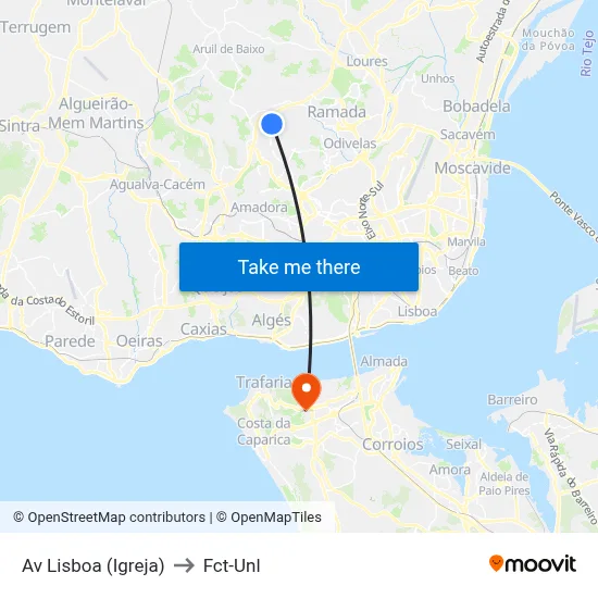 Av Lisboa (Igreja) to Fct-Unl map
