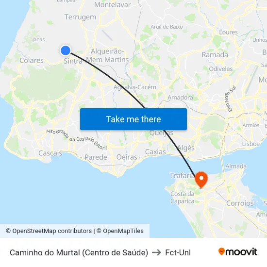 Caminho do Murtal (Centro de Saúde) to Fct-Unl map