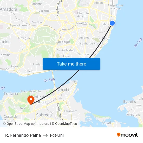 R. Fernando Palha to Fct-Unl map