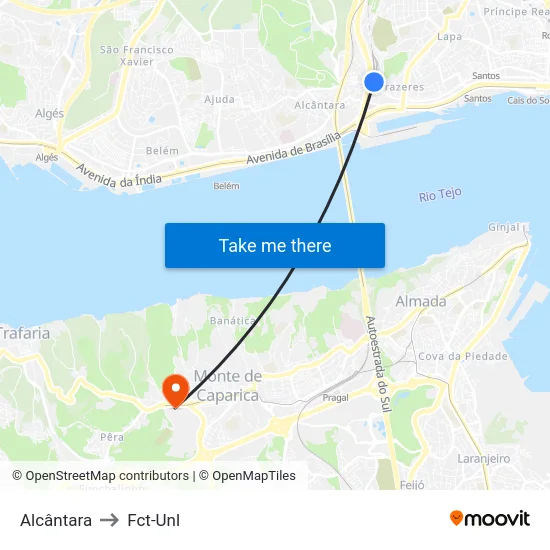 Alcântara to Fct-Unl map