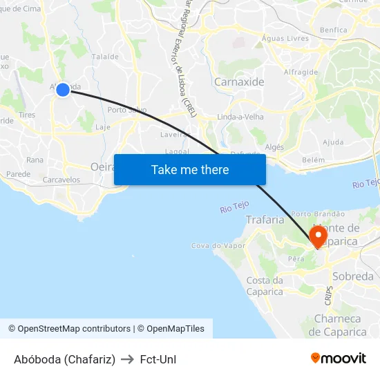 Abóboda (Chafariz) to Fct-Unl map