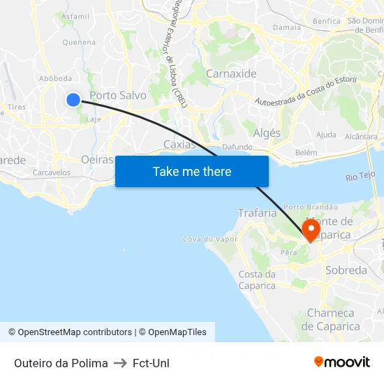 Outeiro da Polima to Fct-Unl map