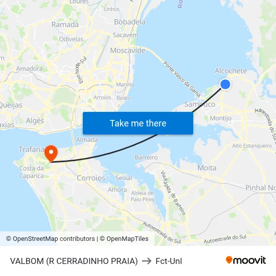 VALBOM (R CERRADINHO PRAIA) to Fct-Unl map