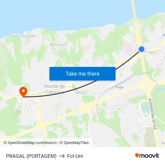 PRAGAL (PORTAGEM) to Fct-Unl map